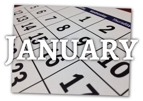 Art of a calendar with the word JANUARY across it