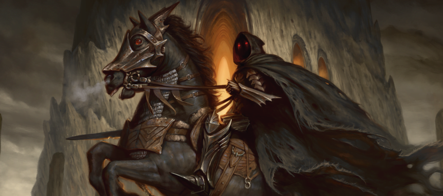Banner art for Magic The Gathering Lord of the Rings by Yigit Koroglu, depicting some Nazgul or other.