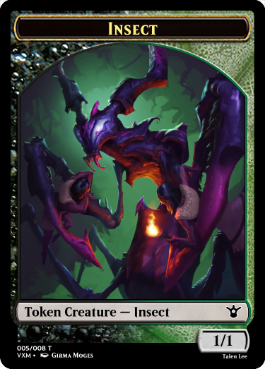 a 1/1 green and black insect creature token
