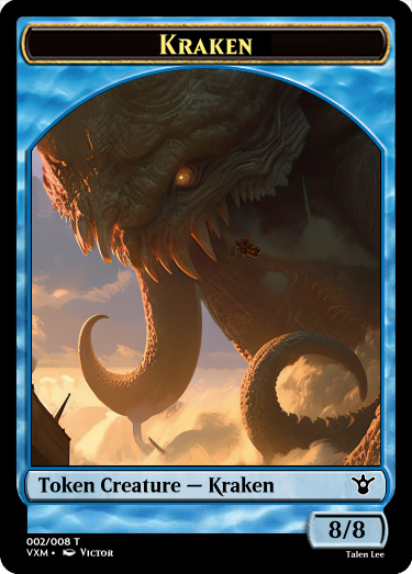 a 8/8 blue kraken creature token