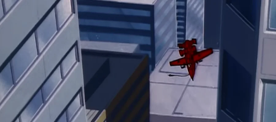 A screencap from the TV episode 'The Girl Who Loved Powerglide.' It shows Powerglide diving.